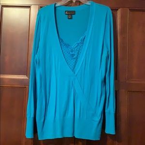 Blue sweater with blue tank top